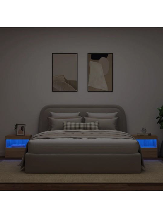 Noční stolky s LED osvětlením 2 ks dub sonoma 50 x 40 x 45 cm