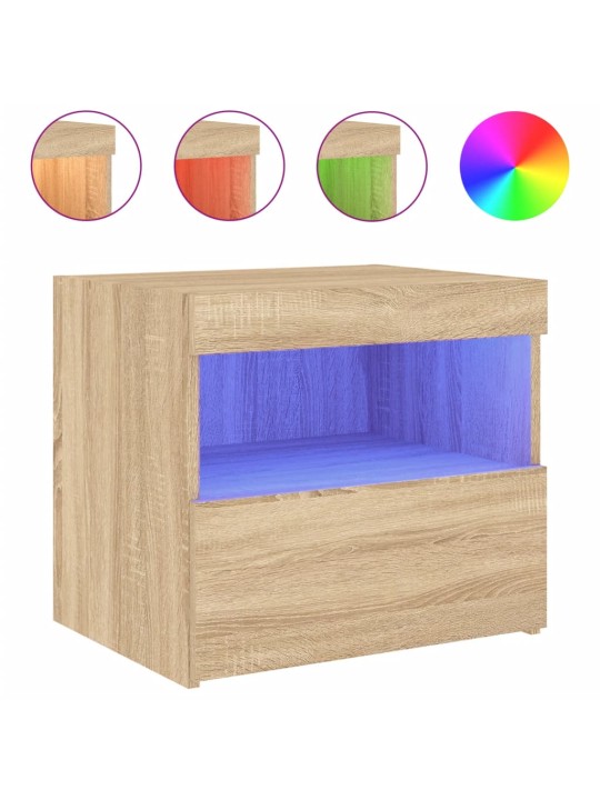 Noční stolky s LED osvětlením 2 ks dub sonoma 50 x 40 x 45 cm