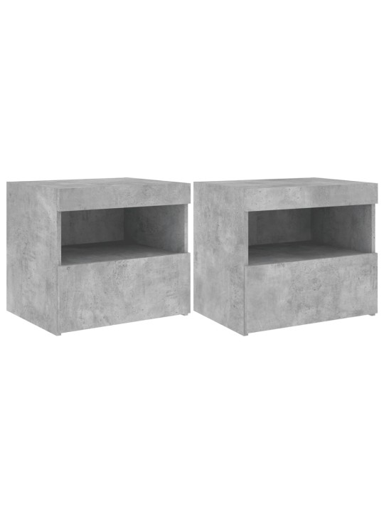 Noční stolky s LED osvětlením 2 ks betonově šedé 50x40x45 cm