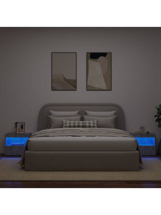Noční stolky s LED osvětlením 2 ks betonově šedé 50x40x45 cm