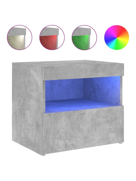 Noční stolky s LED osvětlením 2 ks betonově šedé 50x40x45 cm