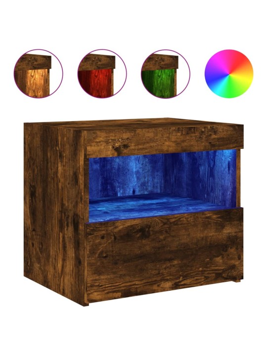 Noční stolky s LED osvětlením 2 ks kouřový dub 50 x 40 x 45 cm