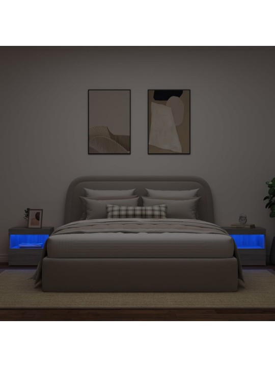 Noční stolky s LED osvětlením 2 ks šedé sonoma 50 x 40 x 45 cm