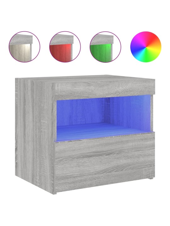 Noční stolky s LED osvětlením 2 ks šedé sonoma 50 x 40 x 45 cm