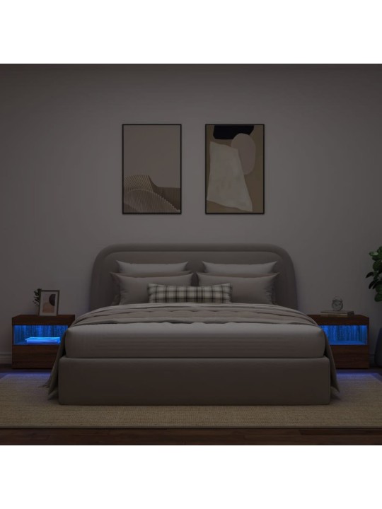 Noční stolky s LED osvětlením 2 ks hnědý dub 50 x 40 x 45 cm