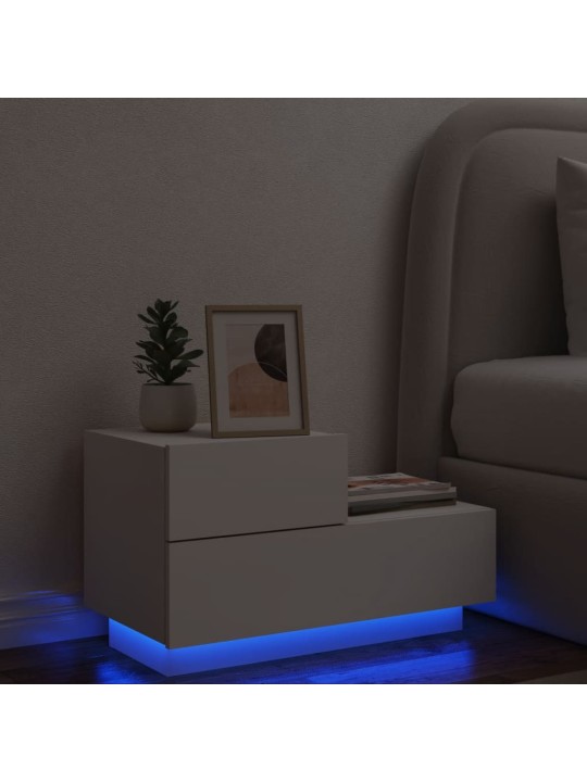 Noční stolek s LED osvětlením bílý 70 x 36 x 40,5 cm