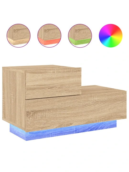 Noční stolek s LED osvětlením dub sonoma 70 x 36 x 40,5 cm