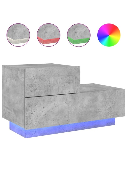 Noční stolek s LED osvětlením betonově šedý 70 x 36 x 40,5 cm