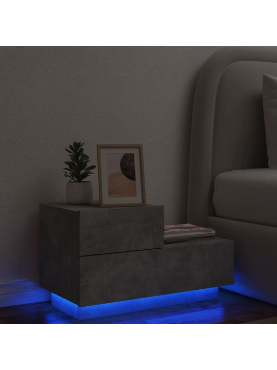 Noční stolek s LED osvětlením betonově šedý 70 x 36 x 40,5 cm