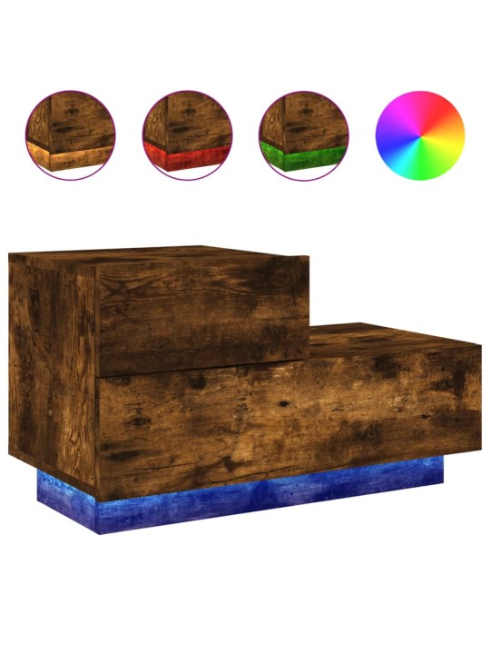 Noční stolek s LED osvětlením kouřový dub 70 x 36 x 40,5 cm