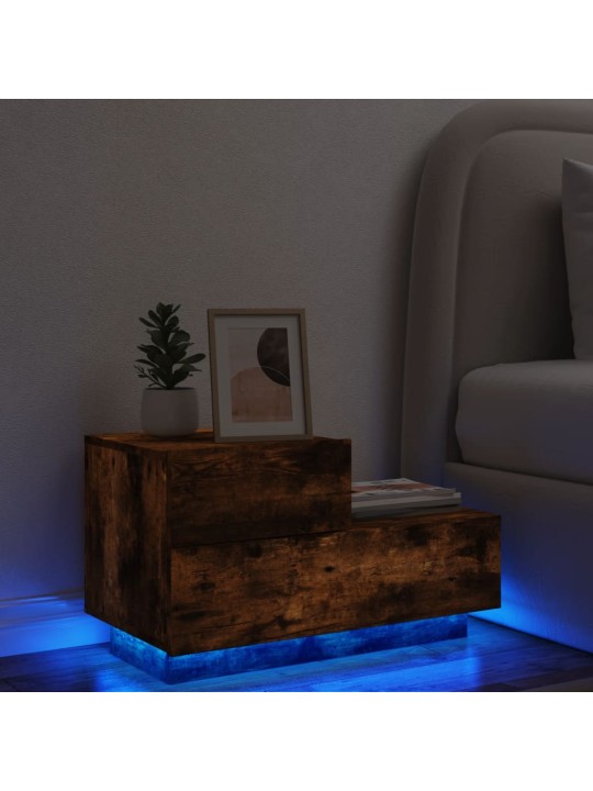 Noční stolek s LED osvětlením kouřový dub 70 x 36 x 40,5 cm