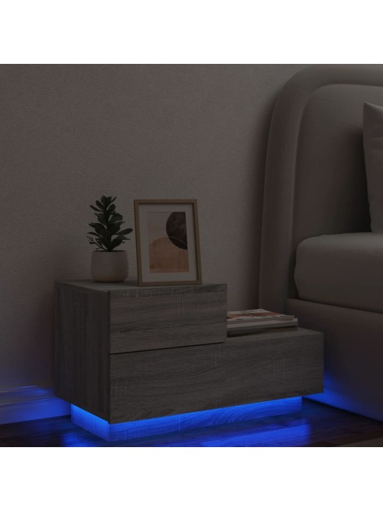 Noční stolek s LED osvětlením šedý sonoma 70 x 36 x 40,5 cm