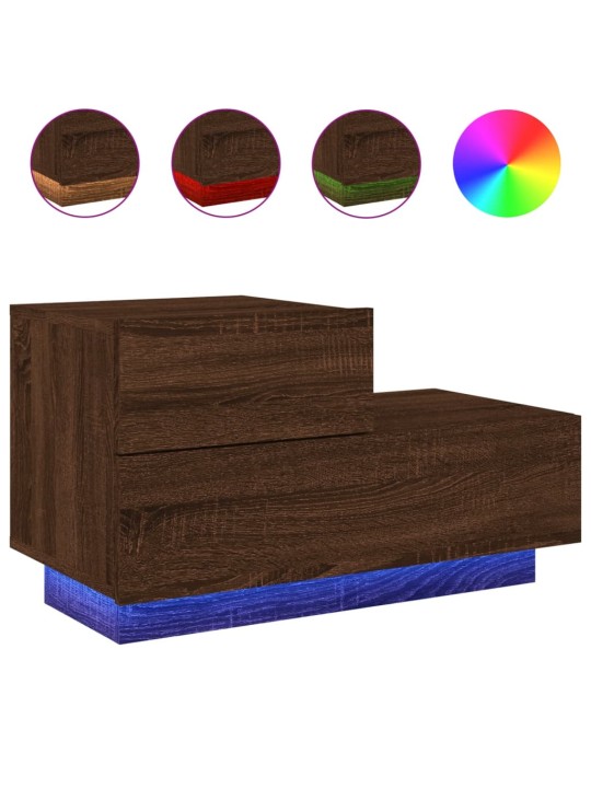 Noční stolek s LED osvětlením hnědý dub 70 x 36 x 40,5 cm