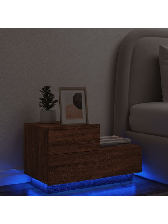 Noční stolek s LED osvětlením hnědý dub 70 x 36 x 40,5 cm