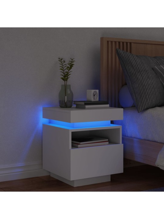 Noční stolek s LED osvětlením bílý 40 x 39 x 48,5 cm