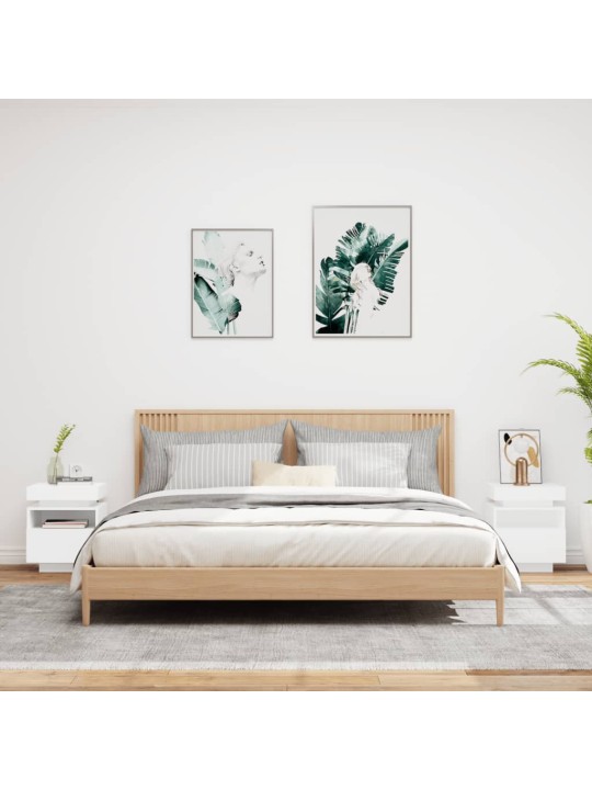 Noční stolky s LED osvětlením 2 ks bílé 40 x 39 x 48,5 cm