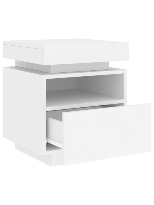 Noční stolky s LED osvětlením 2 ks bílé 40 x 39 x 48,5 cm