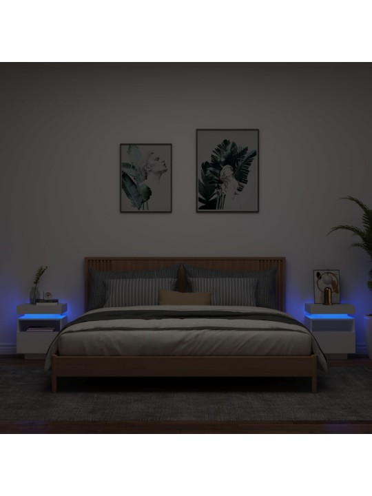 Noční stolky s LED osvětlením 2 ks bílé 40 x 39 x 48,5 cm