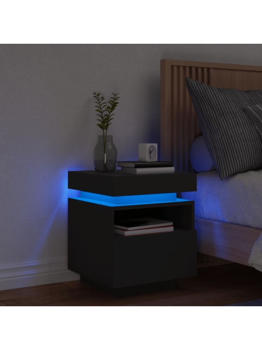 Noční stolek s LED osvětlením černý 40 x 39 x 48,5 cm