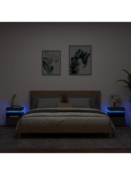 Noční stolky s LED osvětlením 2 ks černé 40 x 39 x 48,5 cm