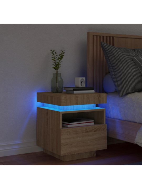 Noční stolek s LED osvětlením dub sonoma 40 x 39 x 48,5 cm