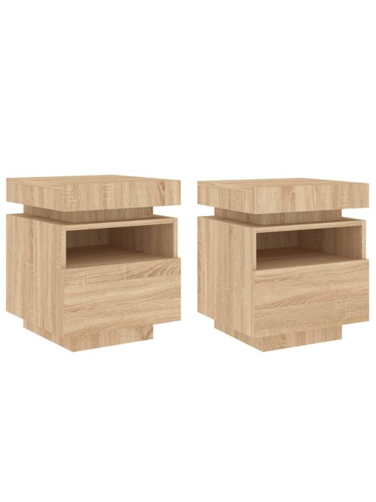 Noční stolky s LED osvětlením 2 ks dub sonoma 40 x 39 x 48,5 cm