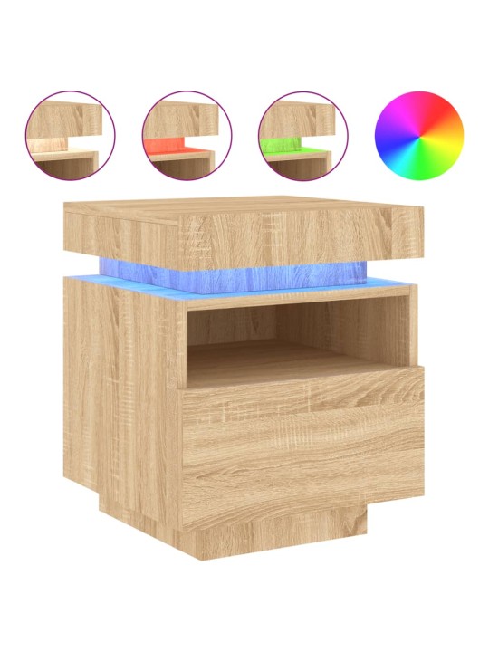 Noční stolky s LED osvětlením 2 ks dub sonoma 40 x 39 x 48,5 cm