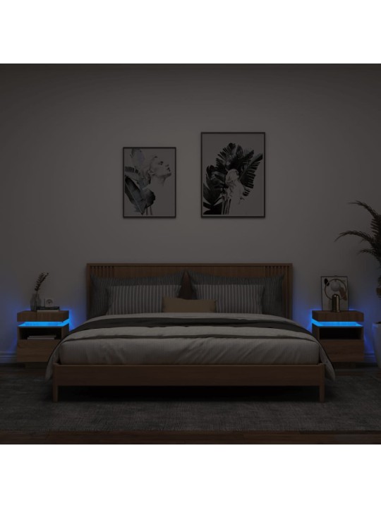Noční stolky s LED osvětlením 2 ks dub sonoma 40 x 39 x 48,5 cm