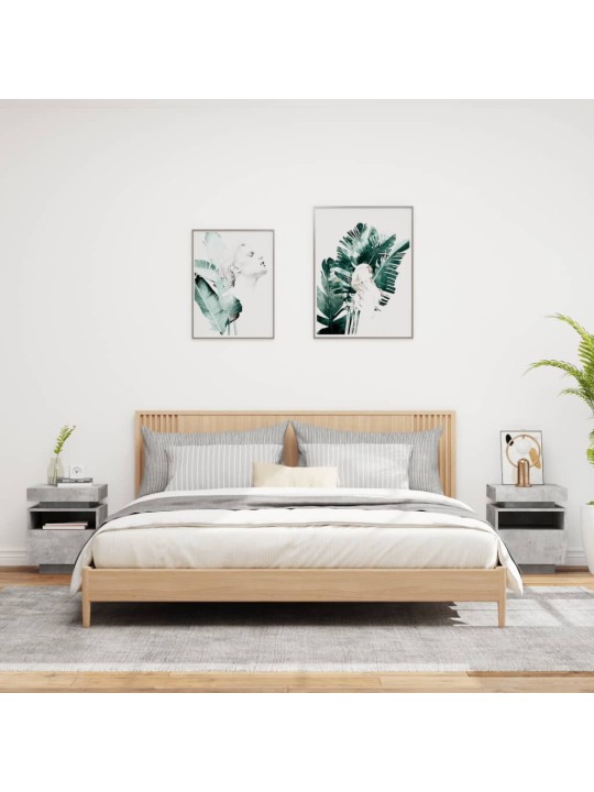 Noční stolky s LED osvětlením 2 ks betonově šedé 40x39x48,5 cm