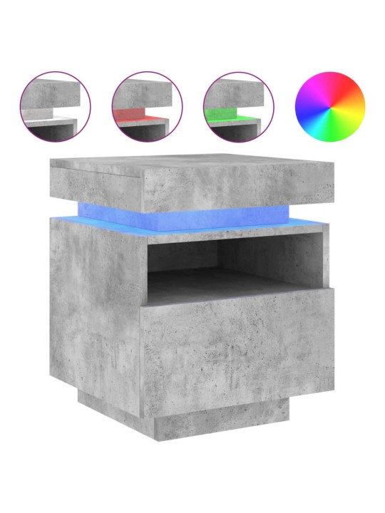 Noční stolky s LED osvětlením 2 ks betonově šedé 40x39x48,5 cm