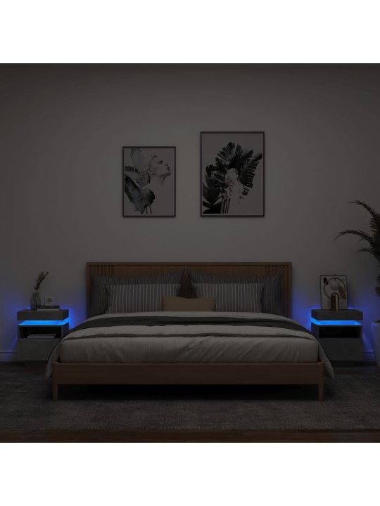 Noční stolky s LED osvětlením 2 ks betonově šedé 40x39x48,5 cm