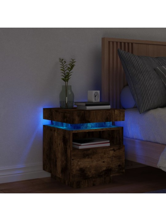 Noční stolek s LED osvětlením kouřový dub 40 x 39 x 48,5 cm