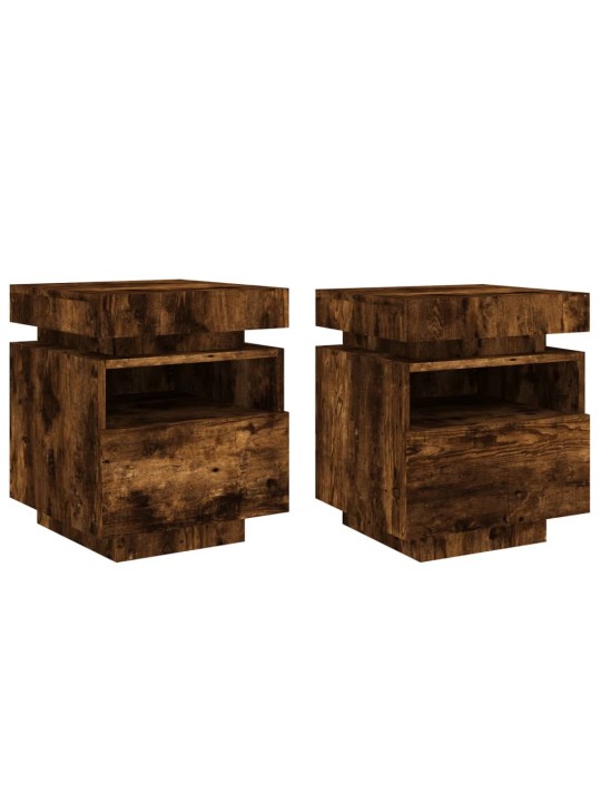 Noční stolky s LED osvětlením 2 ks kouřový dub 40x39x48,5 cm
