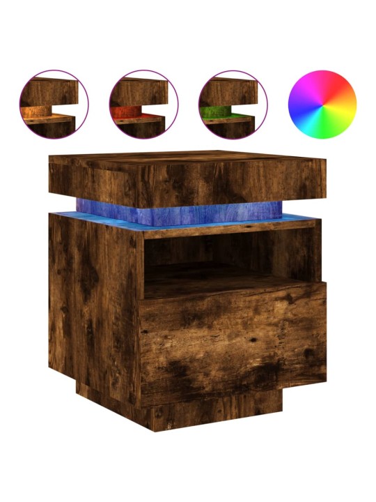 Noční stolky s LED osvětlením 2 ks kouřový dub 40x39x48,5 cm
