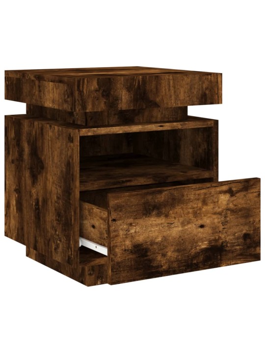 Noční stolky s LED osvětlením 2 ks kouřový dub 40x39x48,5 cm
