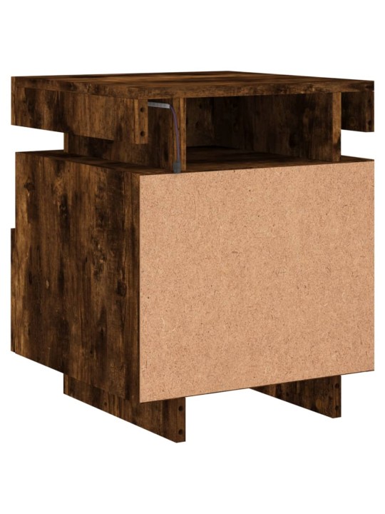 Noční stolky s LED osvětlením 2 ks kouřový dub 40x39x48,5 cm