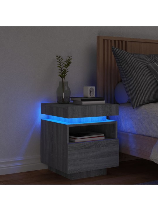 Noční stolek s LED osvětlením šedý sonoma 40 x 39 x 48,5 cm