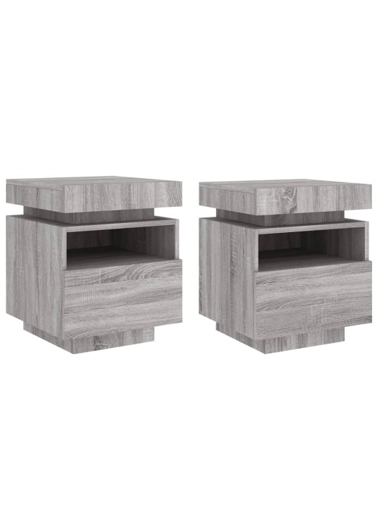 Noční stolky s LED osvětlením 2 ks šedé sonoma 40x39x48,5 cm