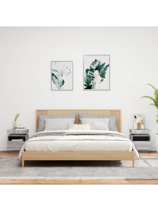 Noční stolky s LED osvětlením 2 ks šedé sonoma 40x39x48,5 cm