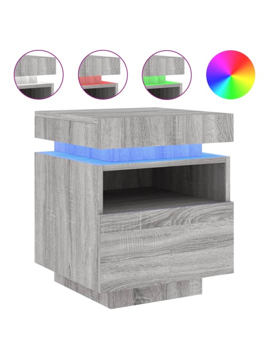 Noční stolky s LED osvětlením 2 ks šedé sonoma 40x39x48,5 cm