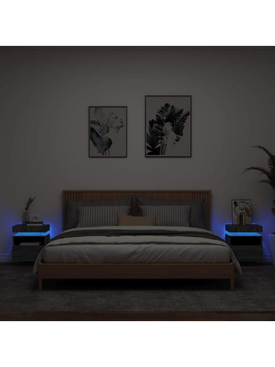 Noční stolky s LED osvětlením 2 ks šedé sonoma 40x39x48,5 cm