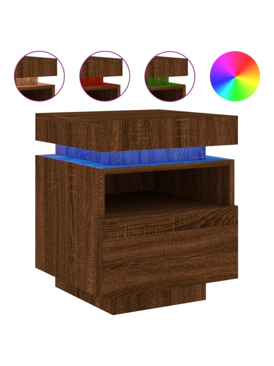 Noční stolky s LED osvětlením 2 ks hnědý dub 40 x 39 x 48,5 cm