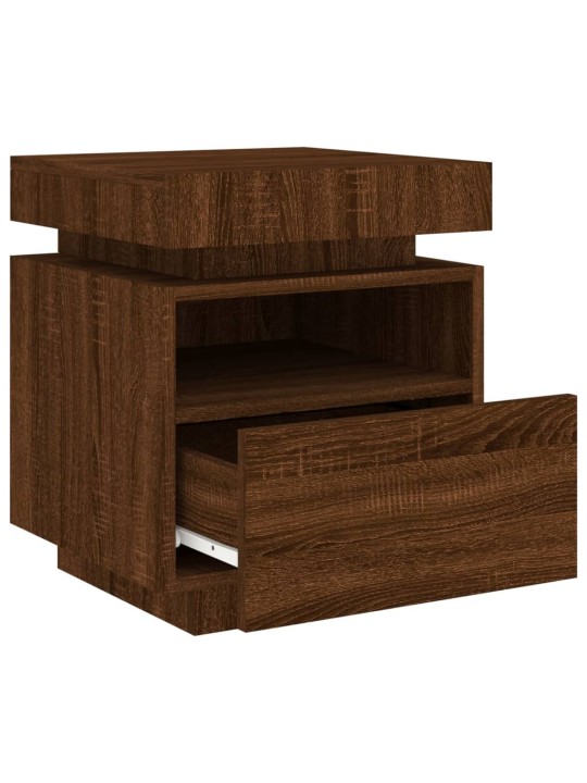 Noční stolky s LED osvětlením 2 ks hnědý dub 40 x 39 x 48,5 cm