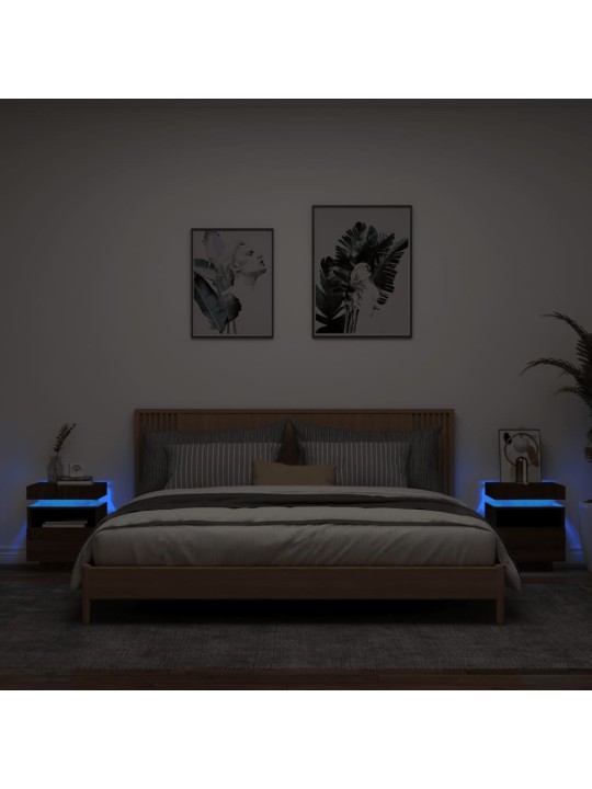 Noční stolky s LED osvětlením 2 ks hnědý dub 40 x 39 x 48,5 cm