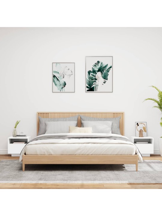 Noční stolky s LED osvětlením 2 ks bílé 40 x 39 x 37 cm