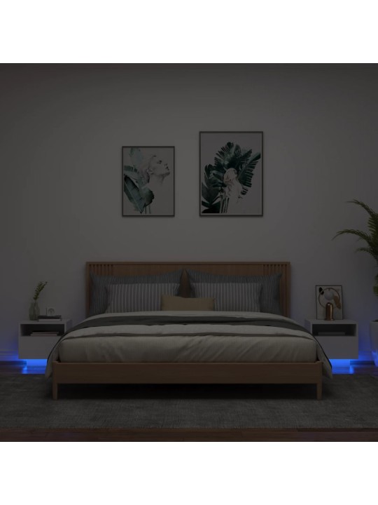 Noční stolky s LED osvětlením 2 ks bílé 40 x 39 x 37 cm