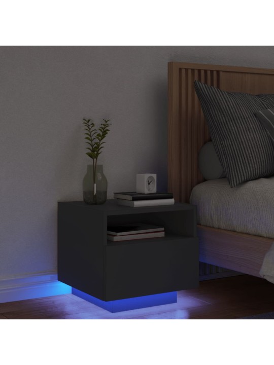 Noční stolek s LED osvětlením černý 40 x 39 x 37 cm