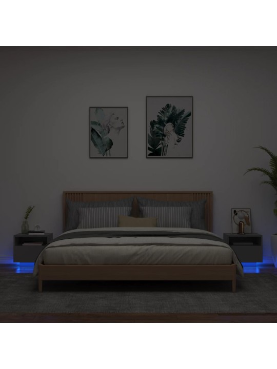 Noční stolky s LED osvětlením 2 ks černé 40 x 39 x 37 cm