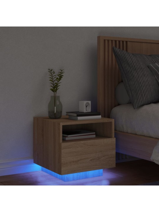 Noční stolek s LED osvětlením dub sonoma 40 x 39 x 37 cm
