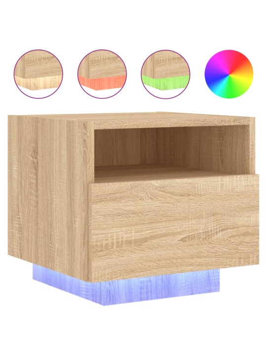 Noční stolky s LED osvětlením 2 ks dub sonoma 40 x 39 x 37 cm